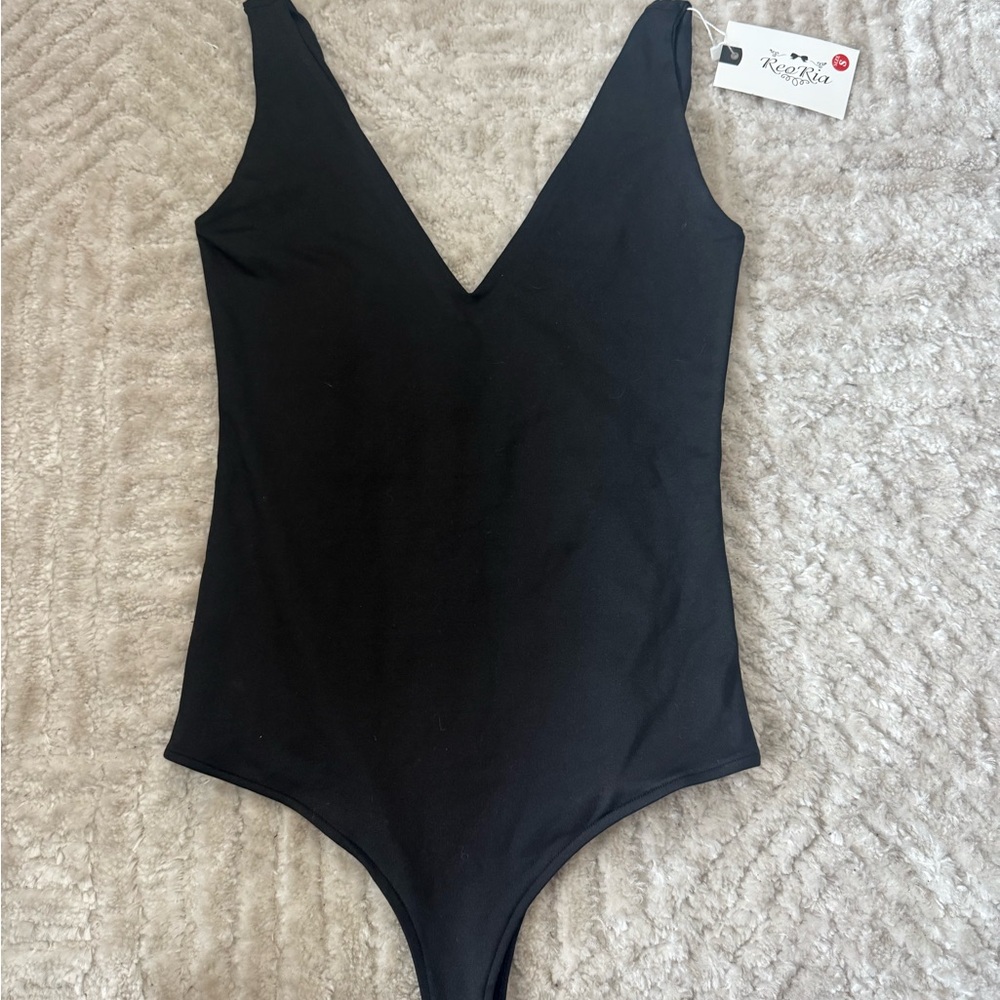Black V-Neck Bodysuit
